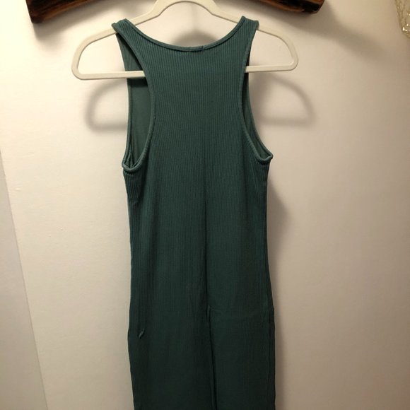 MONROW Rib Midi Dress | Green | Medium - Picture 7 of 7